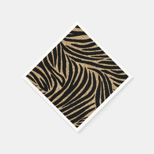 Goud zwart Faux Glitter Zebra Print Servetten (Hoek)