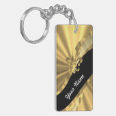 Goud & zwart fleur de lys sleutelhanger (Voorkant Links)