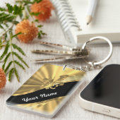 Goud & zwart fleur de lys sleutelhanger (Voorkant Rechts)