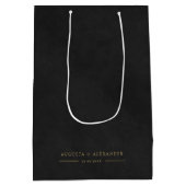 Goud & zwart fluweel imitatie bruiloft dank u medium cadeauzakje (Achterkant)