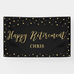 Goud & Zwart Gelukkig met Pensioen Feest Banner