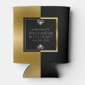 Goud & Zwart Geometrisch Ontwerp Bruiloft Sjabloon Blikjeskoeler (Voorkant)