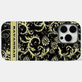 Goud & Zwart Gepersonaliseerde Damask iPhone Hoesj Case-Mate iPhone Case (Achterkant (horizontaal))