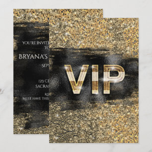 Goud & Zwart Glam Chic Club VIP-feestuitnodigingen Kaart