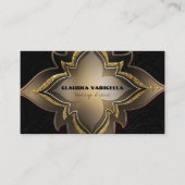 Goud Zwart Glam Exotisch Chique Bloem Elegant Clas Visitekaartje (Voorkant)