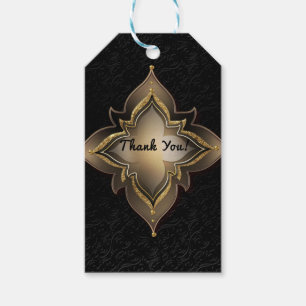 Goud Zwart Glam Exotische Chic Bloem Feest Favor Cadeaulabel