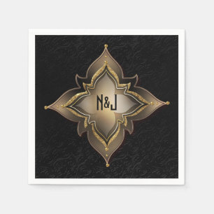 Goud Zwart & Glam Exotische Chic Bloem Feest Servet