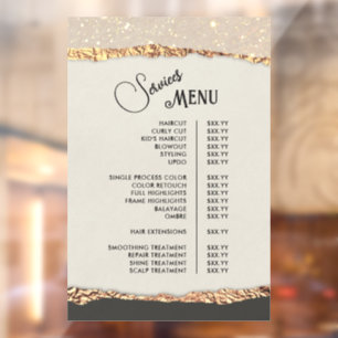 Goud Zwart Glans Papier Diensten Menu Raamsticker