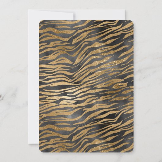 Goud Zwart Glanzend Glitterend Glitter Zebra Print Kaart (Achterkant)