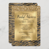 Goud Zwart Glanzend Glitterend Glitter Zebra Print Kaart (Voorkant / Achterkant)