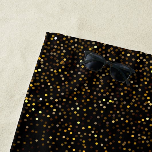 Goud & Zwart Glitter Custom Monogram Voornaam Strandlaken (In situ)