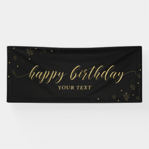 Goud & Zwart Glitter Verjaardag Feest Banner