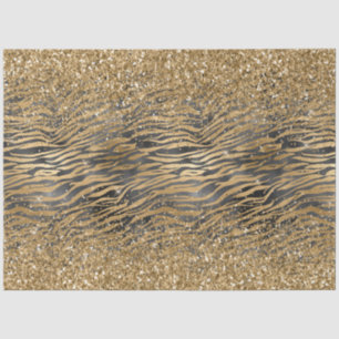Goud Zwart Glitzy Glitter Sparkle Zebra Print Tissuepapier