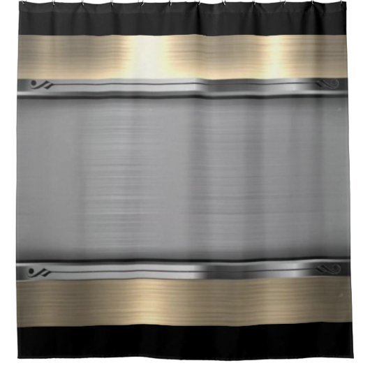 goud, zwart, grijs douchegordijn (Voorkant)