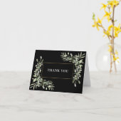 Goud zwart groen bladeren bruiloft dank u kaart