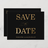 Goud & Zwart Hedendaags Sla de datum op Briefkaart (Voorkant / Achterkant)