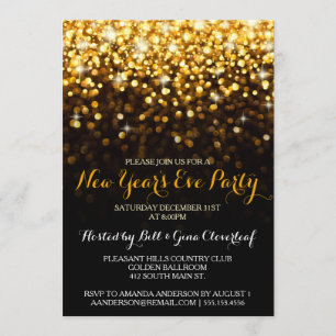 Goud Zwart Hollywood Glam Oudejaarsavond Party Kaart