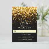 Goud Zwart Hollywood Glitz Glam Bruiloft RSVP (Staand voorkant)