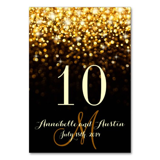 Goud Zwart Hollywood Glitz Glam Bruiloft Tafel Kaa Kaart (Voorkant)