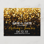 Goud Zwart Hollywood Glitz Glam Save the Date Aankondigingskaart (Voorkant)