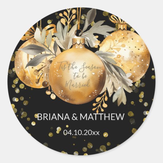 Goud Zwart Kerst Huwelijk Zegel (Voorkant)