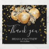 Goud Zwart Kerstmis Bruiloft Sparkling Wijnetiket (Enkel label)