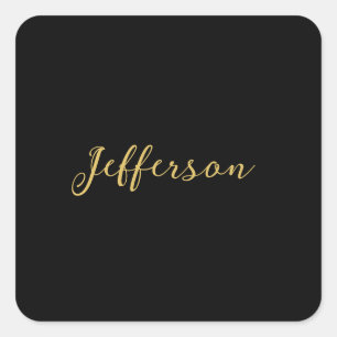 Goud zwart kleurelegant modern minimalistisch naam vierkante sticker