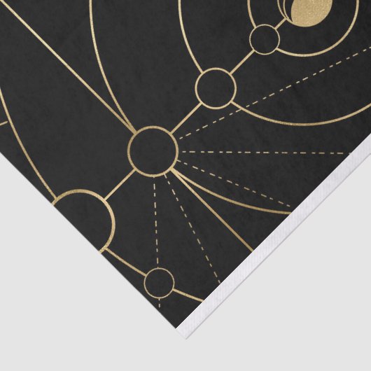 Goud zwart kompas-maanfasen tissuepapier (Detail)