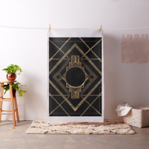 goud, zwart, kunstdeco, metallisch, patroon, , chi stof