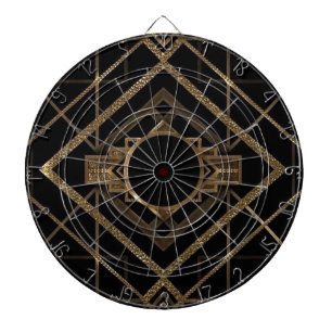 goud, zwart, kunstdeco, metallisch, patroon, vinta dartbord