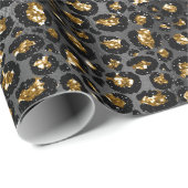 Goud Zwart Leopard Glitter Cadeaupapier (Rol Hoek)