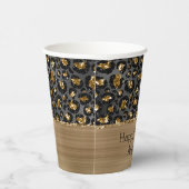 Goud Zwart Leopard Glitter Papieren Bekers (Rechts)