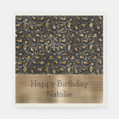 Goud Zwart Leopard Glitter Servet (Voorkant)