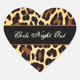 Goud Zwart Leopard Meisjes Night Out Party Hart Sticker