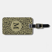 Goud Zwart Leopard Print Monogram Bagagelabel (Voorkant horizontaal)