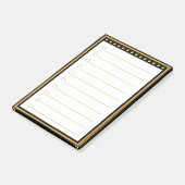 Goud Zwart Lijst Lined Post-it Notes (Schuin)