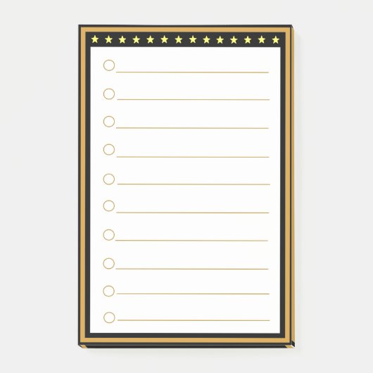 Goud Zwart Lijst Lined Post-it Notes (Voorkant)