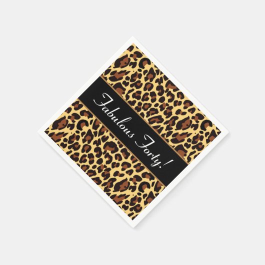 Goud Zwart Luipaard Fabulous 40 Verjaardag A10 Servetten (Hoek)