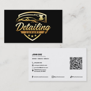 Goud & Zwart Luxe Auto Detailing Body Shop Visitekaartje