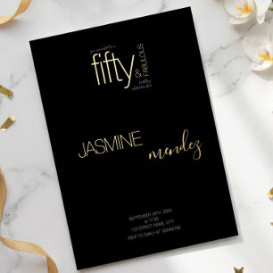 Goud Zwart Luxe Elegant 50 & Fabulous Verjaardag Folie Uitnodiging