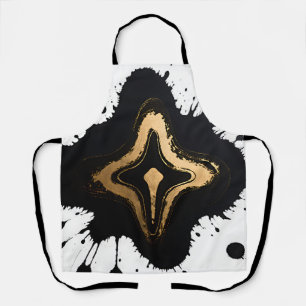 Goud Zwart Marmer Vloeiend Abstract Luxe Schort