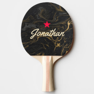 Goud Zwart Marmer Werveling Vintage Ster Handteken Tafeltennisbatje