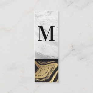 Goud Zwart Marmer Wit Marmer Gegraveerde Monogra Mini Visitekaartje