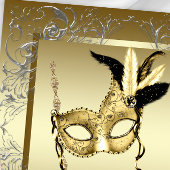 Goud Zwart Masquerade Party Kaart