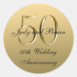 Goud Zwart Metallic 50e bruiloft Jubileum Ronde Sticker