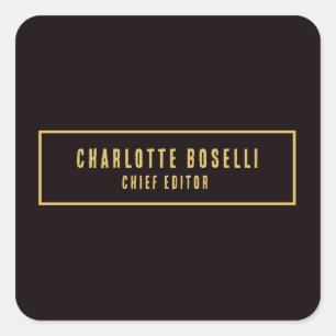 Goud & Zwart Minimalistisch Professioneel Modern Vierkante Sticker
