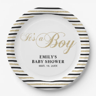 Goud & Zwart   Modern Baby shower Party Bord