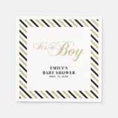 Goud & Zwart | Modern Boy Baby shower papieren ser Servet (Voorkant)