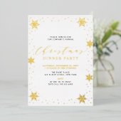 Goud & Zwart Modern Kerstmis Vakantie Diner Party Folie Uitnodiging (Staand Voorkant)