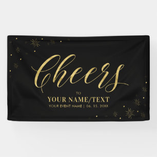 Goud & Zwart Modern Proost Alle Gelegenheden Fee Spandoek